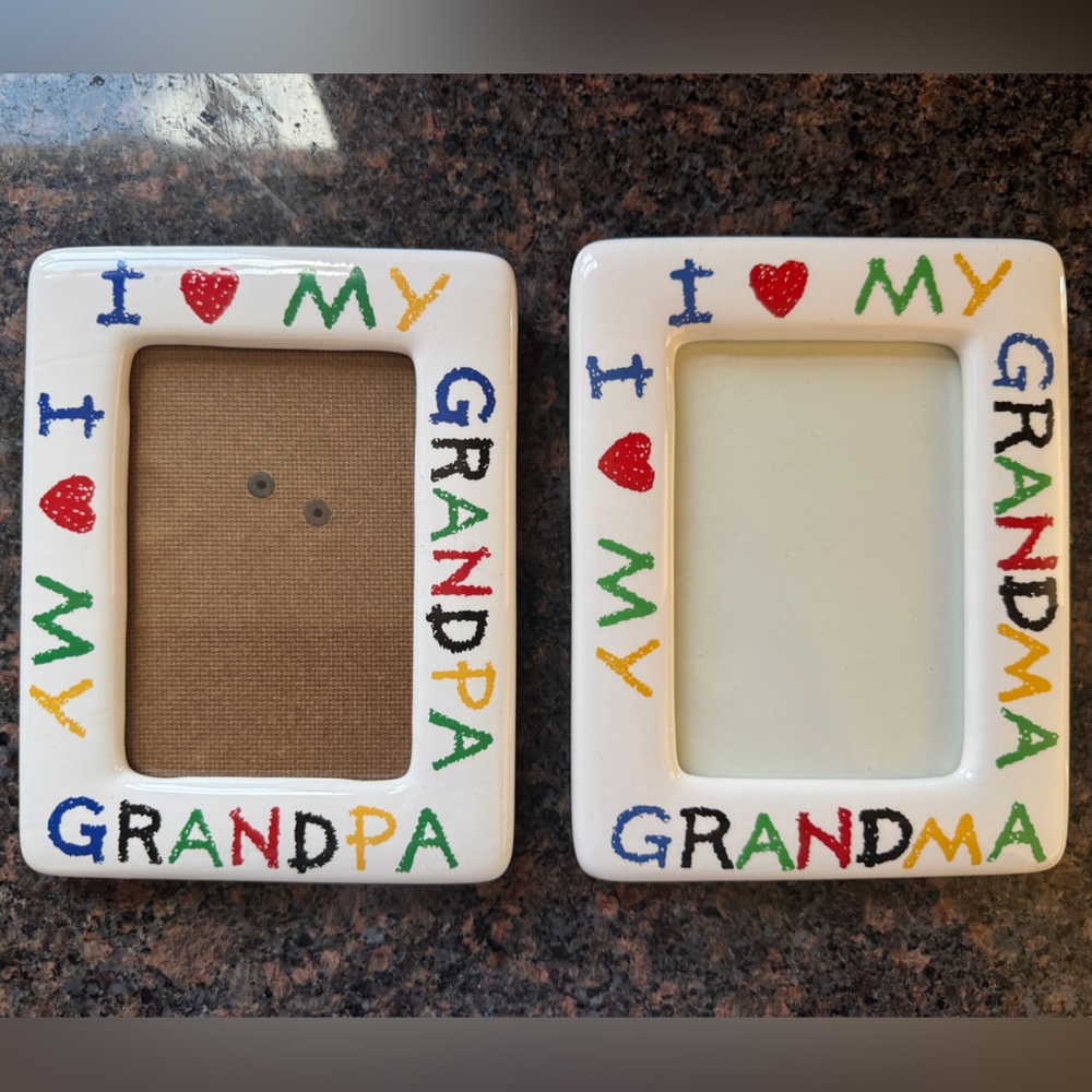 Vintage I ♥ My Grandpa & Grandma Ceramic Photo Frames - Set of 2